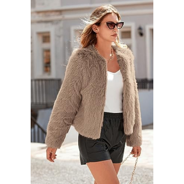 PRETTYGARDEN Women's Eco-Friendly Shaggy Fall Jacket