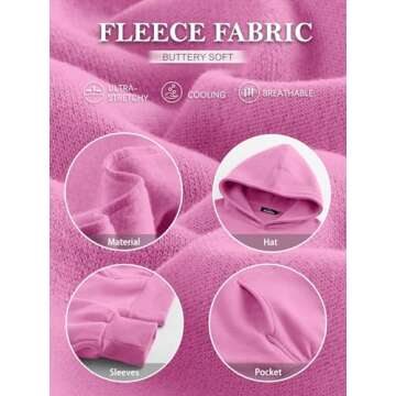 Trendy Queen Womens Oversized Hoodies Fleece Sweatshirts Long Sleeve Sweaters Pullover Fall Outfits Winter Clothes Pink S