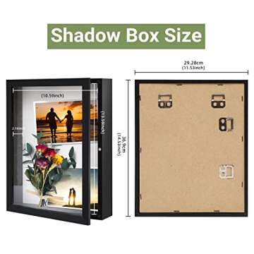 Muzilife 11x14 Shadow Box Picture Frame - 2.16" Interior Deep Wood & Glass Display Case Ready to Han...