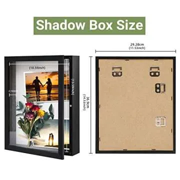 Muzilife 11x14 Shadow Box Picture Frame - 2.16" Interior Deep Wood & Glass Display Case Ready to Han...