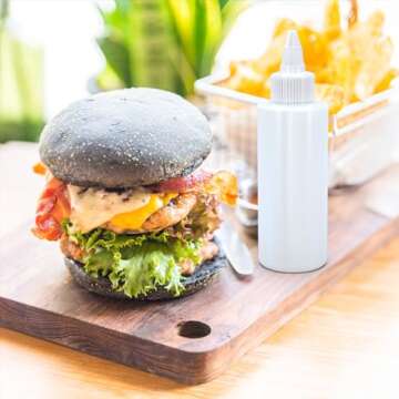 BRIGHTFROM Condiment Squeeze Bottles, 4 OZ Empty Squirt Bottle with Twist Top Cap, Leak Proof - Great for Ketchup, Mustard, Syrup, Sauces, Dressing, Oil, Arts and Crafts, BPA FREE Plastic - 4 PACK