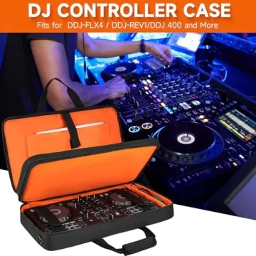 LEFOR·Z DJ Controller Case Compatible with Pioneer DDJ-FLX4/DDJ-REV1/DDJ-400/DDJ-SB3/DDJ-RB,Padded DJ Controller Storage Bag Fits for Numark Mixtrack Pro FX/Platinum FX/Roland DJ-202 and Accessories