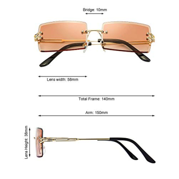 Trendy 3 Pairs Rimless Rectangle Sunglasses for Everyone