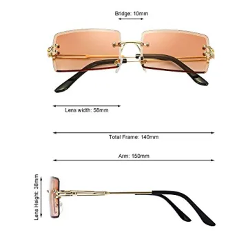 Trendy 3 Pairs Rimless Rectangle Sunglasses for Everyone