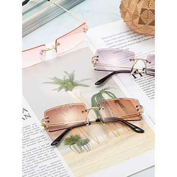 Trendy 3 Pairs Rimless Rectangle Sunglasses for Everyone