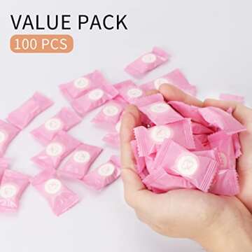 Colorlife Compressed Towels 100 PCS Disposable Portable Face Towel Mini Tablets Cotton Coin Tissue for Travel, Hiking, Camping, Sport, Beauty Salon, Home Hand Wipes and Other Outdoor Activities Pink