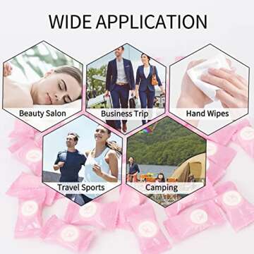 Colorlife Compressed Towels 100 PCS Disposable Portable Face Towel Mini Tablets Cotton Coin Tissue for Travel, Hiking, Camping, Sport, Beauty Salon, Home Hand Wipes and Other Outdoor Activities Pink