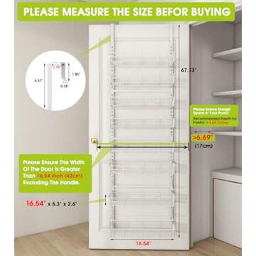 Mefirt Over The Door Pantry Organizer, Wall Mount Spice Rack, Pantry Hanging Storage and Organizatio...