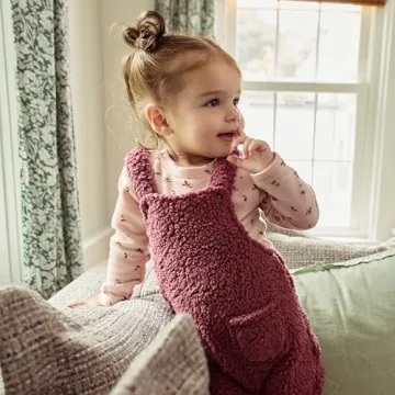 Microplush Overall Set for Baby Girls in Dark Rose