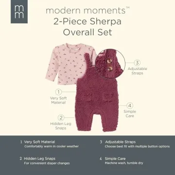 Microplush Overall Set for Baby Girls in Dark Rose
