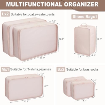 Lightweight Durable Breathable Travel Packing Cubes 6-Pack