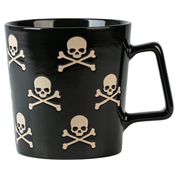 Spooktacular 10 Strawberry Street Halloween Skull and Crossbones 20 oz Mug Set for Warm Beverages