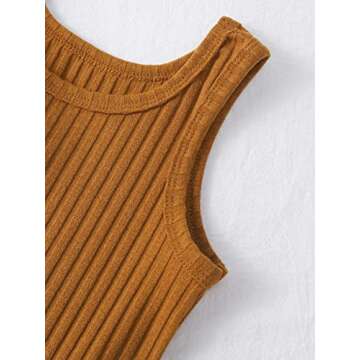 MakeMeChic Girl's 2pack Sleeveless Romper Summer Short Jumpsuit Scoop Neck Ribbed Kint Rompers Black and Ginger 90