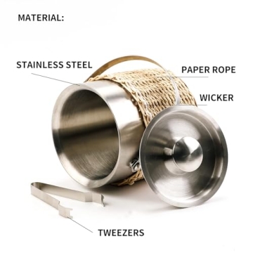 Stylish Insulated Ice Bucket with Lid and Tongs
