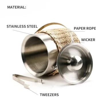 Stylish Insulated Ice Bucket with Lid and Tongs