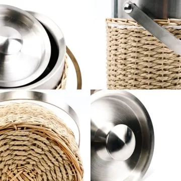 Stylish Insulated Ice Bucket with Lid and Tongs