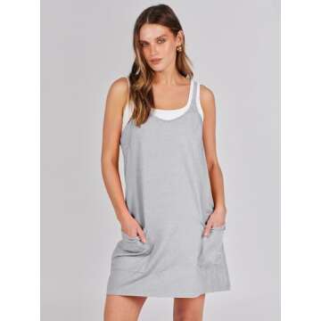 Prinbara Women 2025 Summer Mini Romper Dress Tennis Athletic Shorts Sundress Built in Shapewear Casual Workout Trendy Outfits Grey Medium