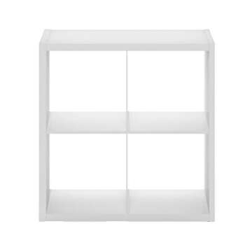 Furinno Cubicle Open Back Decorative Cube Storage Organizer, 4-Cube, White