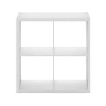 Furinno Cubicle Open Back Decorative Cube Storage Organizer, 4-Cube, White