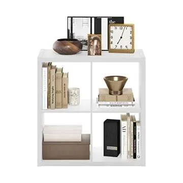 Furinno Cubicle Open Back Decorative Cube Storage Organizer, 4-Cube, White
