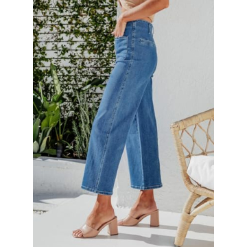 Stylish Sidefeel Women's Wide Leg High Waisted Jeans