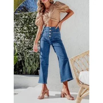 Stylish Sidefeel Women's Wide Leg High Waisted Jeans