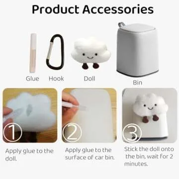 Zigihos Car Can Garbage Bin Cute Cartoon Style Hanging Car Flip Lid Trash Can Detachable Leak-Proof ABS Material Spaceman Duck Smile Cloud (Smiling Cloud)