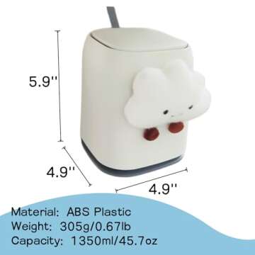 Zigihos Car Can Garbage Bin Cute Cartoon Style Hanging Car Flip Lid Trash Can Detachable Leak-Proof ABS Material Spaceman Duck Smile Cloud (Smiling Cloud)