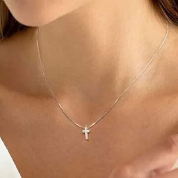 SUFOPE Cross Necklace Dainty Silver Plated Chain Jewelry