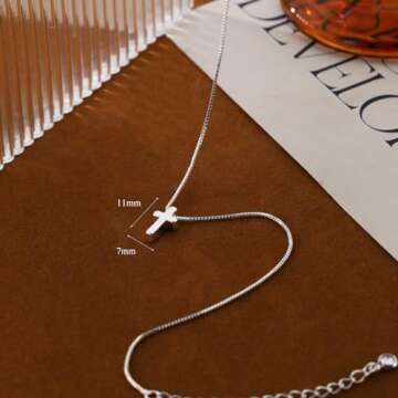 SUFOPE Cross Necklace Dainty Silver Plated Chain Jewelry