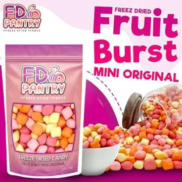 Valentine's Day Candy - Freeze Dried Fruit Bursts - Mini Original Hard Candy Mix 5oz Treat Snack Gift Bag Cherry, Strawberry, Lemon, Orange Candies Freeze-Dried Candies