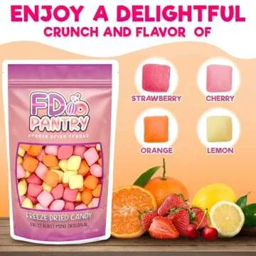 Valentine's Day Candy - Freeze Dried Fruit Bursts - Mini Original Hard Candy Mix 5oz Treat Snack Gift Bag Cherry, Strawberry, Lemon, Orange Candies Freeze-Dried Candies