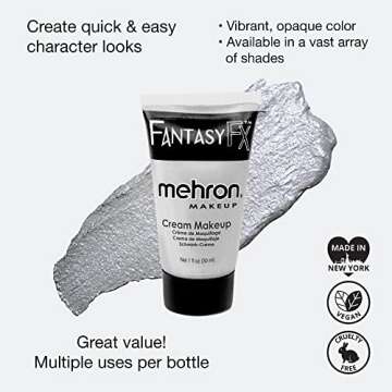Mehron Makeup Fantasy FX Cream Makeup | Water Based | Halloween | Silver Face Paint & Body Paint For...