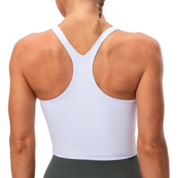 Lavento Women's Racerback Sports Bra Yoga Crop Top with Built-in Bra - Perfect for Every Workout!