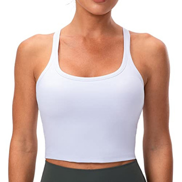 Lavento Women's Yoga Crop Top with Built-in Bra