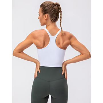 Lavento Women's Yoga Crop Top with Built-in Bra