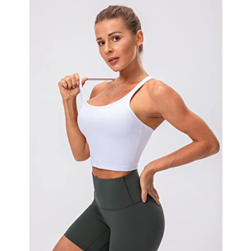 Lavento Women's Yoga Crop Top with Built-in Bra