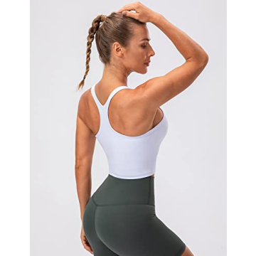 Lavento Women's Yoga Crop Top with Built-in Bra