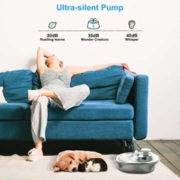 Stainless Steel Cat Water Fountain - Automatic Drinking Bowl