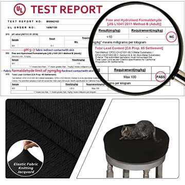 BUYUE Bar Stool Covers, Luxury Fabric Dia.14-16" Round Crease-Resistant Stretchy Washable Jacquard Dustproof Stool Seat Slipcover, M-Black-1 Count