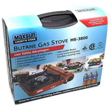 Maxsun Portable Gas Stove MS3800 (Red), 9,560BTU High Power, Camp Stove, Outdoor/Indoor, with Carrying Case