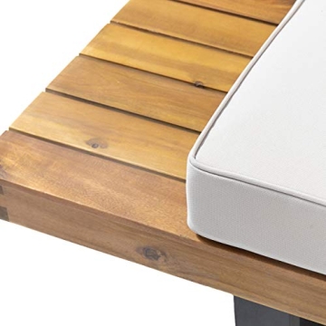 Durable Outdoor Acacia Wood 5 Seater Sofa Sectional Teak Beige