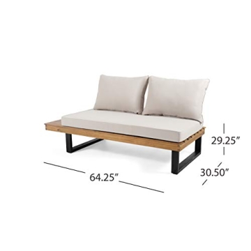 Durable Outdoor Acacia Wood 5 Seater Sofa Sectional Teak Beige