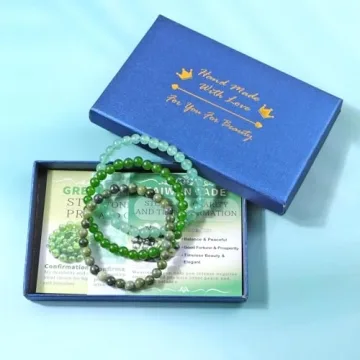 NCB 3-Piece Natural Crystal Bracelet Set for Healing