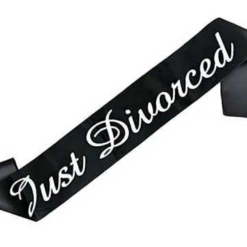 Just Divorced Sash Black White Divorced Party Supplies Decorations for Finally Divorced, Newly Unwed...