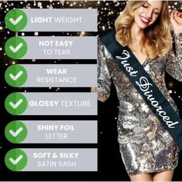 Just Divorced Sash Black White Divorced Party Supplies Decorations for Finally Divorced, Newly Unwed, Single Women and Men, Funny Divorce, Break Up Gift for Her and Him