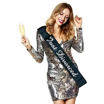 Just Divorced Sash Black White Divorced Party Supplies Decorations for Finally Divorced, Newly Unwed, Single Women and Men, Funny Divorce, Break Up Gift for Her and Him