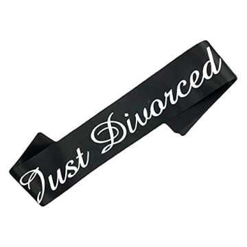 Just Divorced Sash Black White Divorced Party Supplies Decorations for Finally Divorced, Newly Unwed, Single Women and Men, Funny Divorce, Break Up Gift for Her and Him