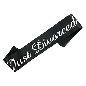 Just Divorced Sash Black White Divorced Party Supplies Decorations for Finally Divorced, Newly Unwed, Single Women and Men, Funny Divorce, Break Up Gift for Her and Him