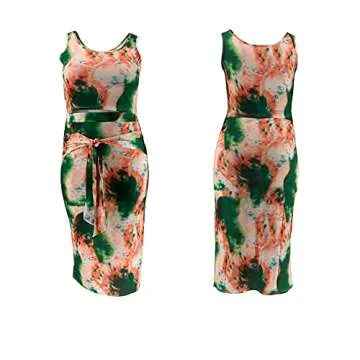 MRSFITOK Plus Size Tie Dye 2 Piece Summer Outfit Set